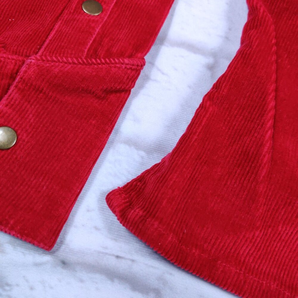 Vintage Live a Little S Red Corduroy Jacket Western Yolk Snap Button Long Sleeve - Picture 6 of 9